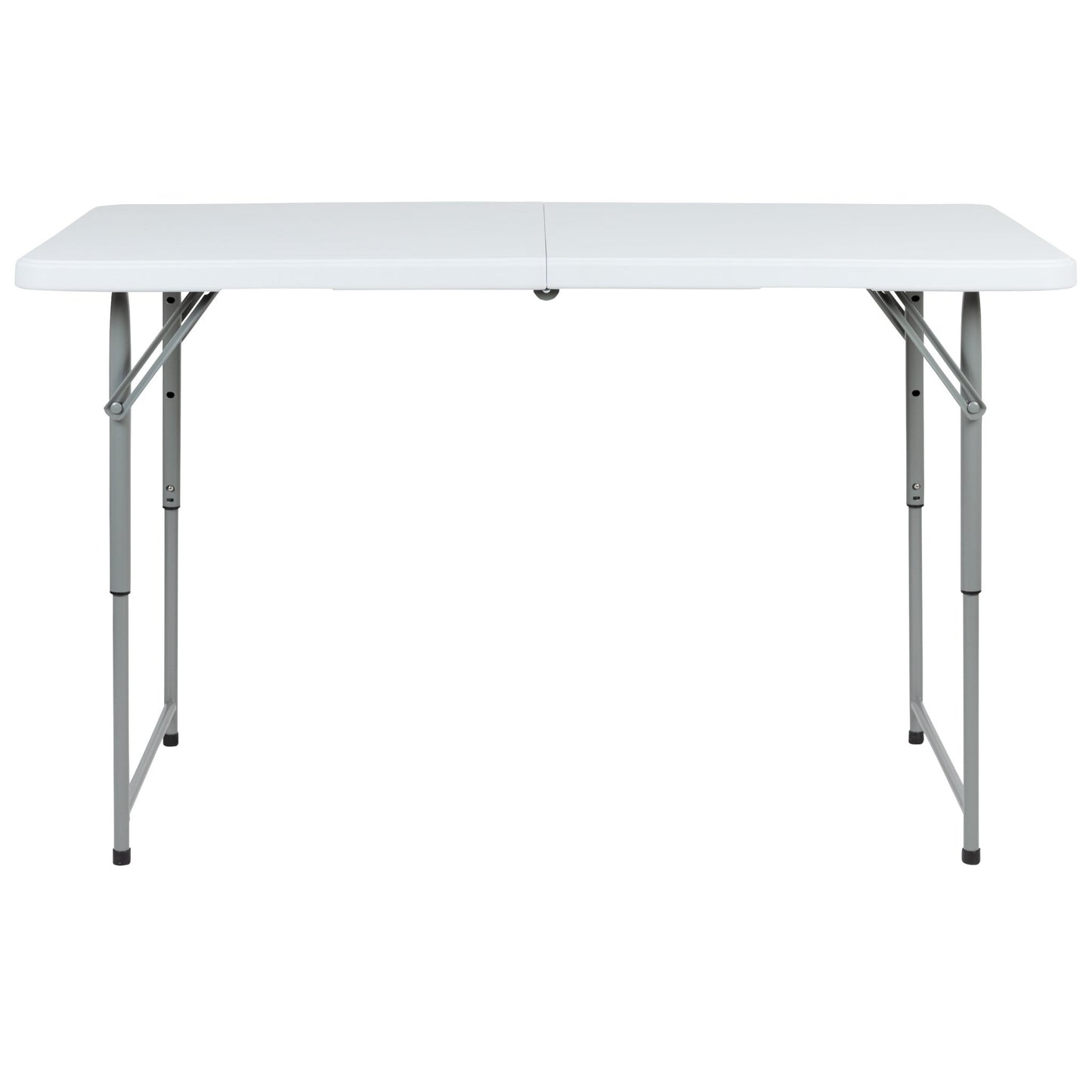 Kathryn 4 - Foot Bi - Fold Rectangular Plastic Folding Table for Banquet and Event with Carrying Handle, Height Adjustable - Granite White by Flash Furniture - SchoolOutlet