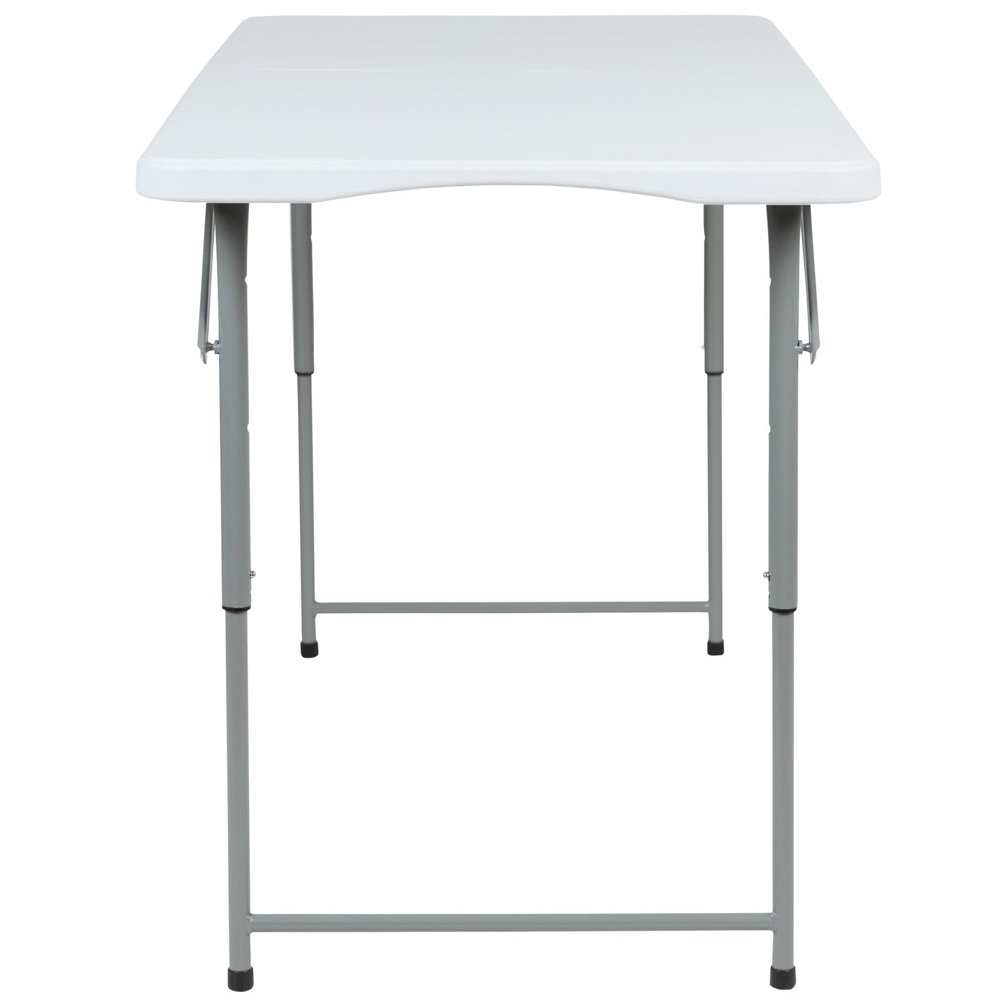 Kathryn 4 - Foot Bi - Fold Rectangular Plastic Folding Table for Banquet and Event with Carrying Handle, Height Adjustable - Granite White by Flash Furniture - SchoolOutlet