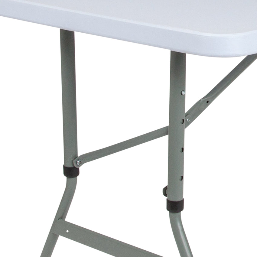 Kathryn 4.93 - Foot Rectangular Plastic Folding Table with Adjustable Height - Granite White by Flash Furniture - SchoolOutlet