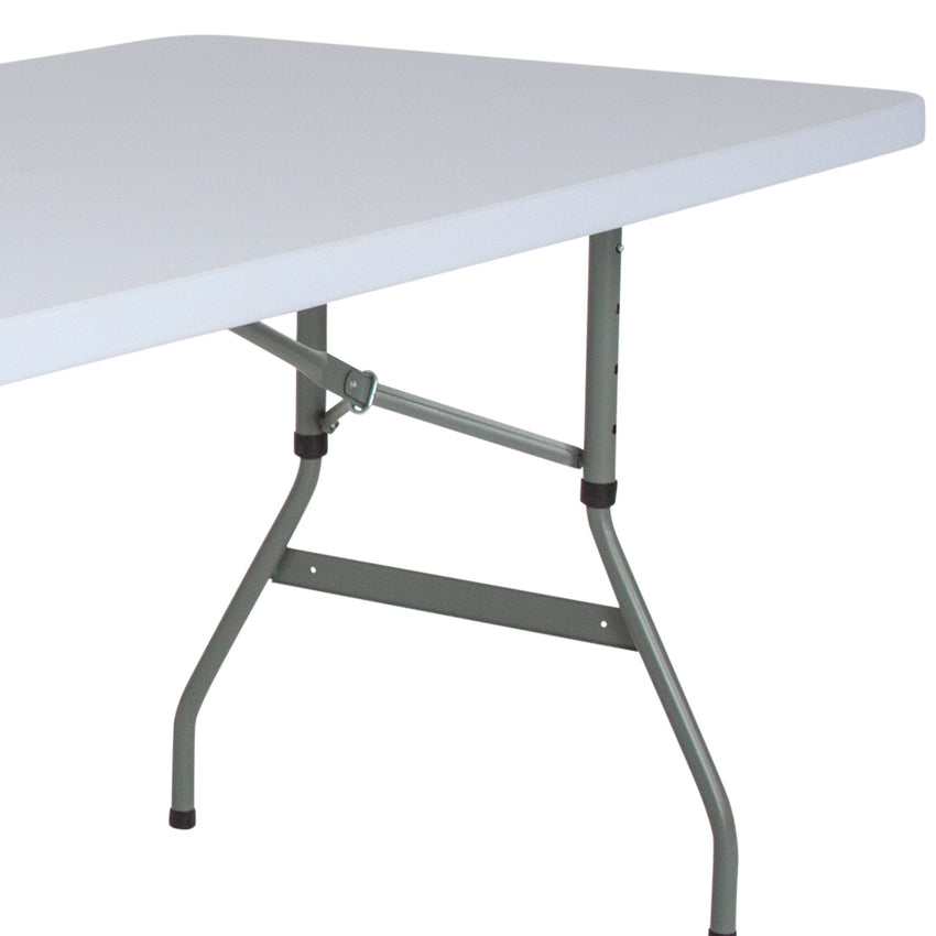 Kathryn 4.93 - Foot Rectangular Plastic Folding Table with Adjustable Height - Granite White by Flash Furniture - SchoolOutlet