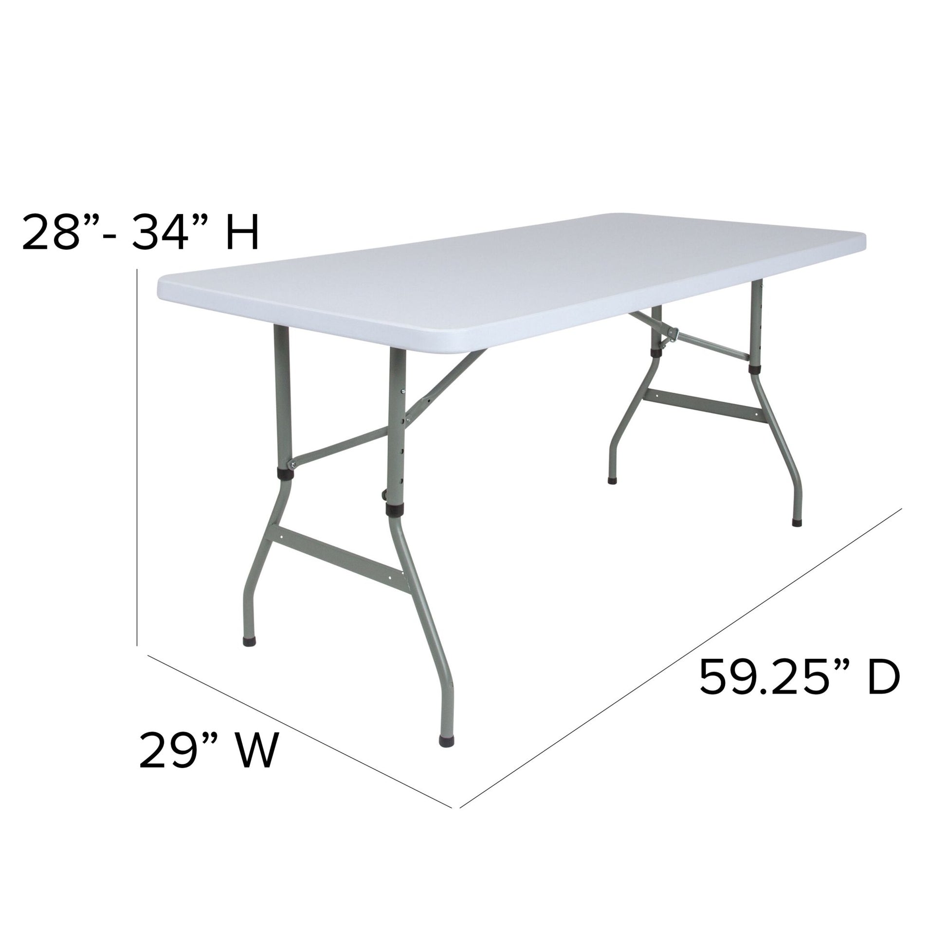 Kathryn 4.93 - Foot Rectangular Plastic Folding Table with Adjustable Height - Granite White by Flash Furniture - SchoolOutlet