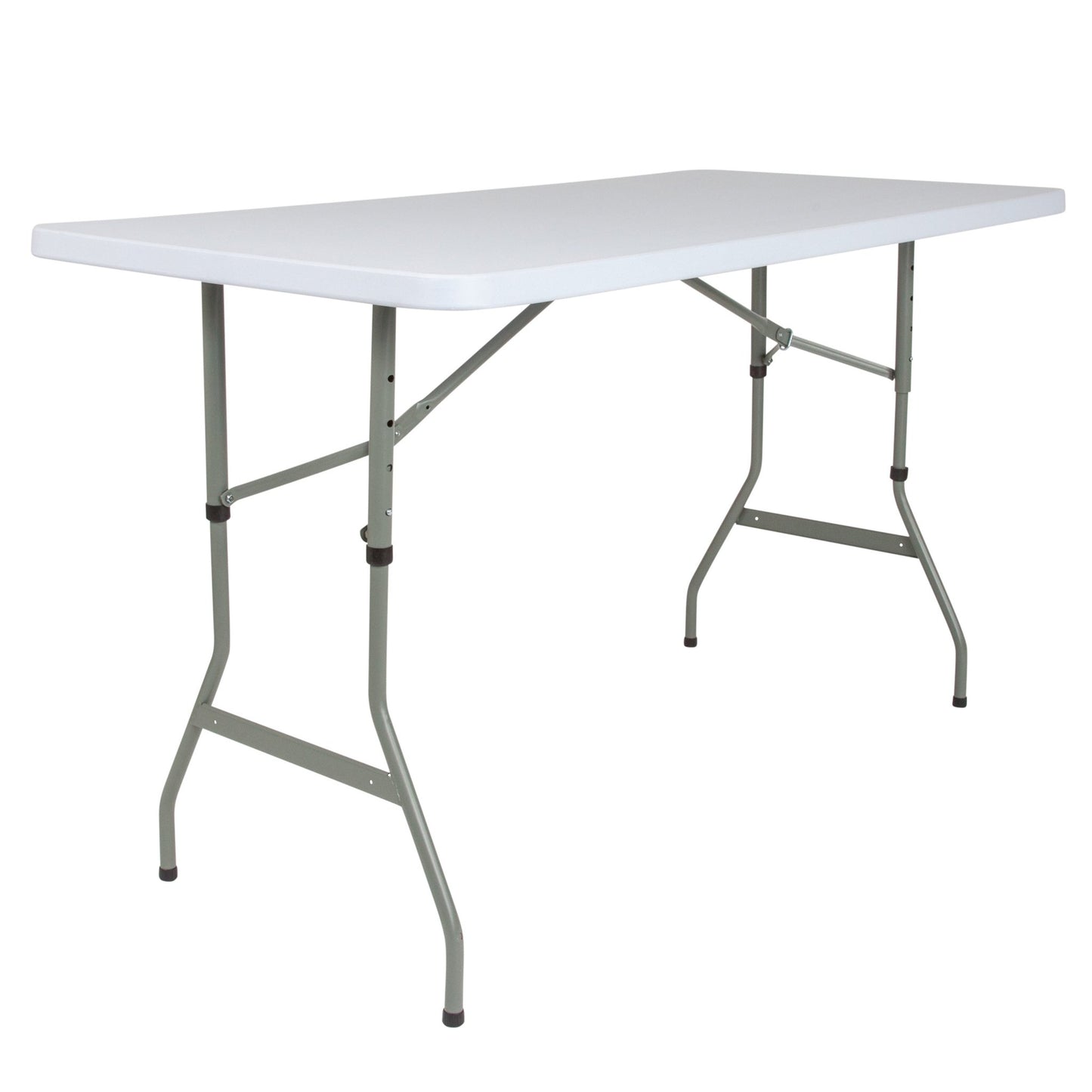 Kathryn 4.93 - Foot Rectangular Plastic Folding Table with Adjustable Height - Granite White by Flash Furniture - SchoolOutlet