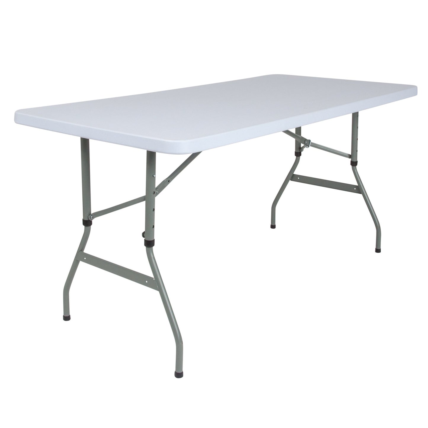 Kathryn 4.93 - Foot Rectangular Plastic Folding Table with Adjustable Height - Granite White by Flash Furniture - SchoolOutlet