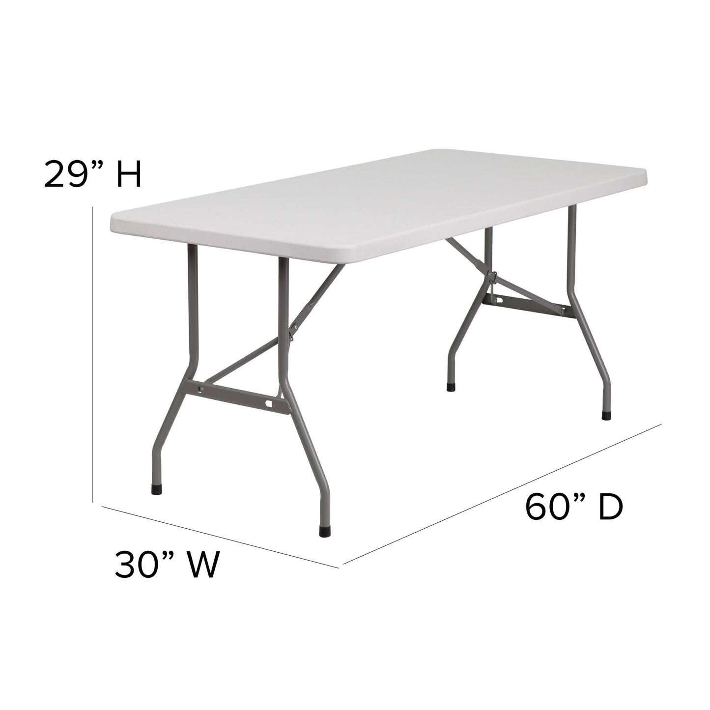 Kathryn 5 - Foot Rectangular Plastic Folding Table - Granite White by Flash Furniture - SchoolOutlet