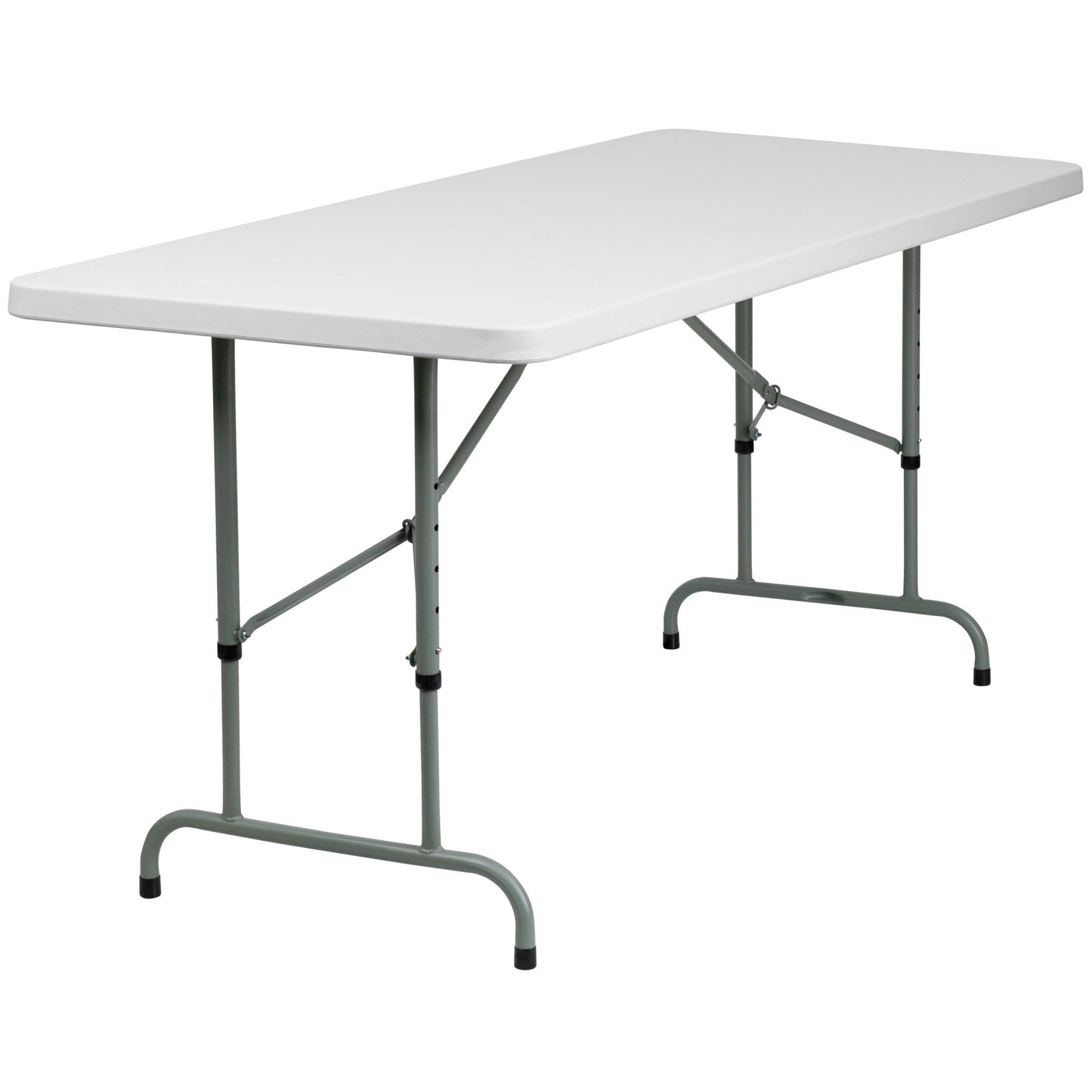 Kathryn 6 - Foot Rectangular Plastic Folding Table with Adjustable Height - Granite White by Flash Furniture - SchoolOutlet