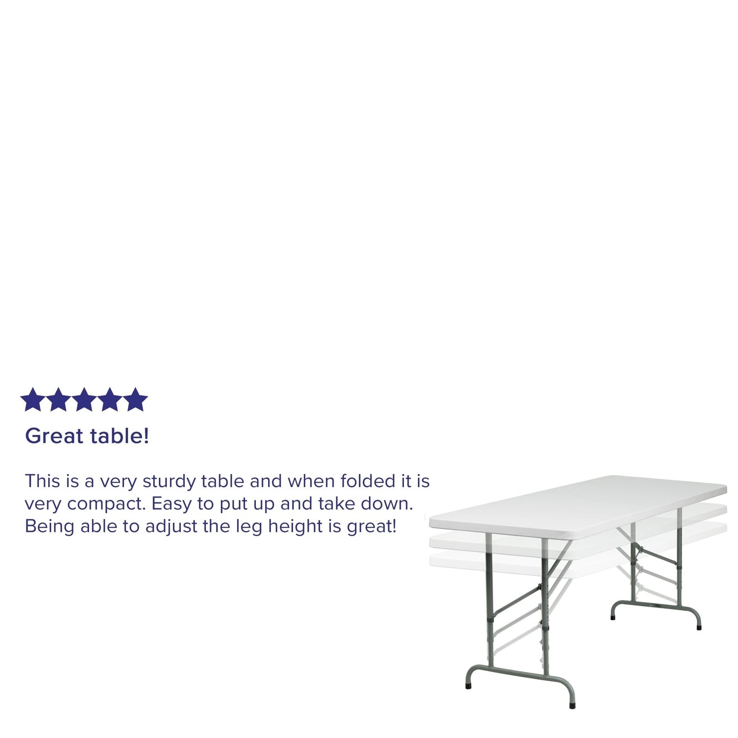 Kathryn 6 - Foot Rectangular Plastic Folding Table with Adjustable Height - Granite White by Flash Furniture - SchoolOutlet