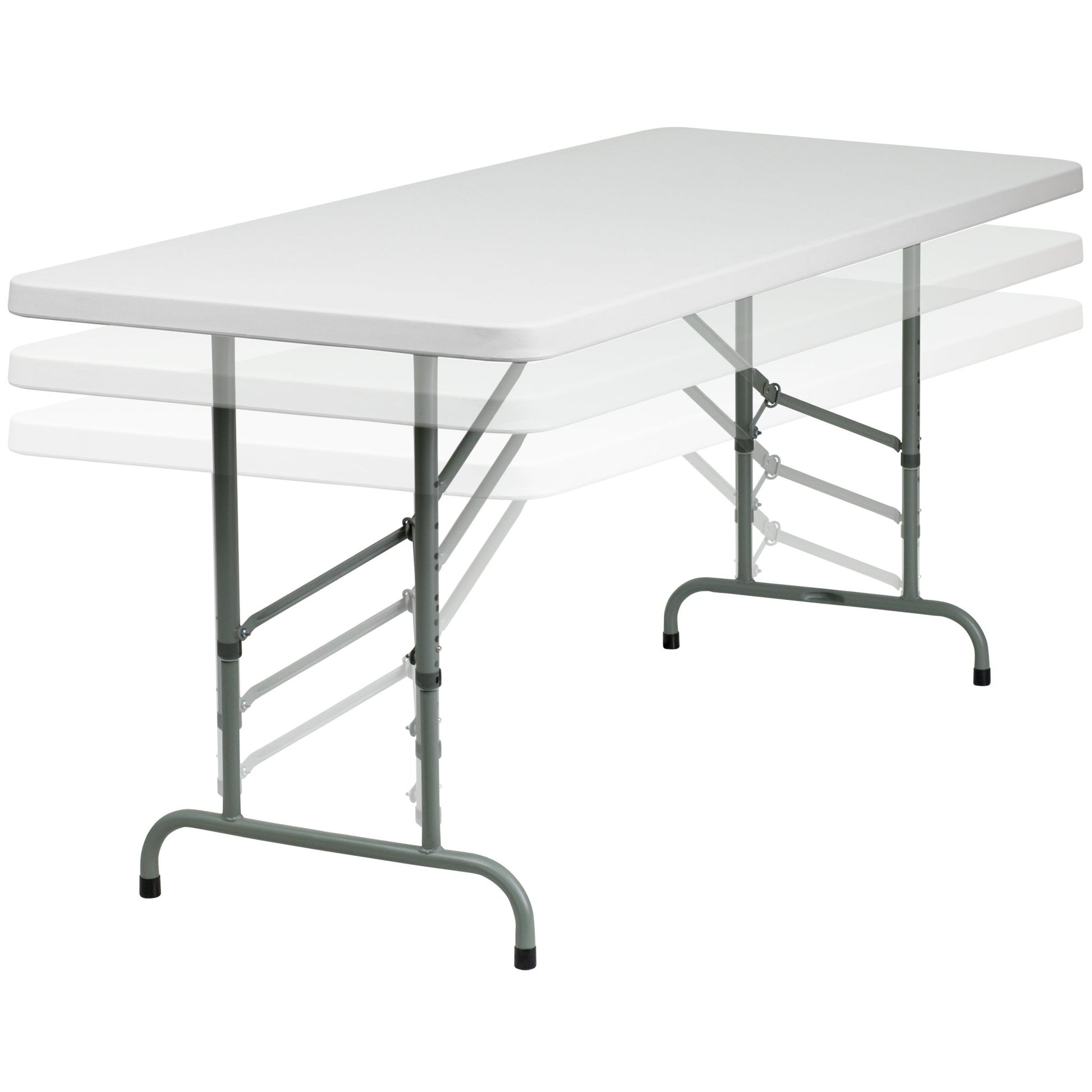 Kathryn 6 - Foot Rectangular Plastic Folding Table with Adjustable Height - Granite White by Flash Furniture - SchoolOutlet