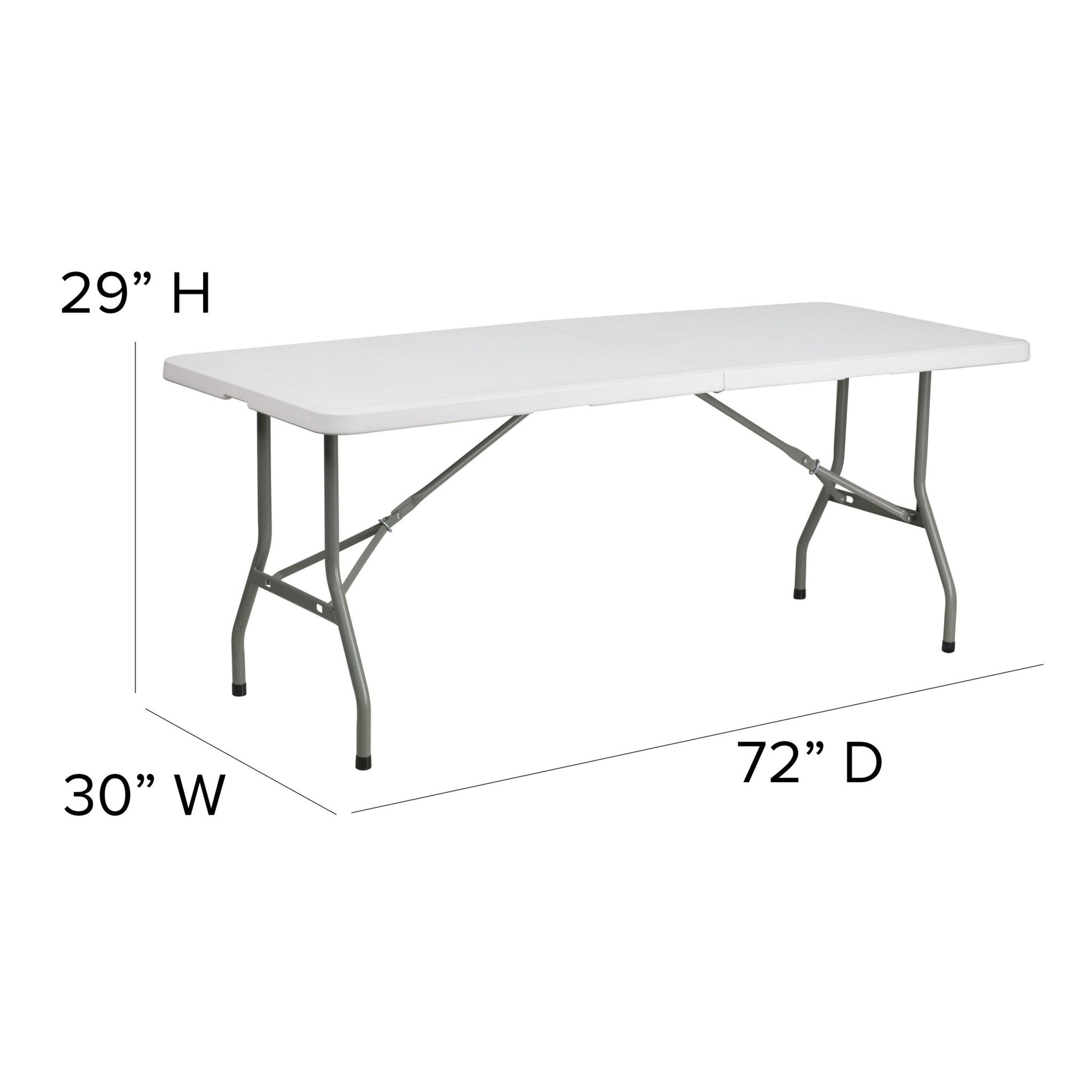 Kathryn 6 - Foot Bi - Fold Rectangular Plastic Folding Table for Banquet and Event with Carrying Handle - Granite White by Flash Furniture - SchoolOutlet