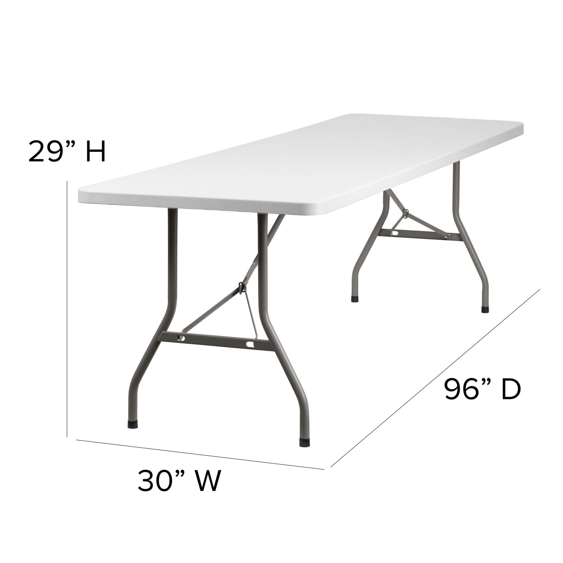 Kathryn 8 - Foot Rectangular Plastic Folding Table - Granite White by Flash Furniture - SchoolOutlet