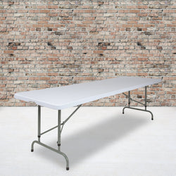 Kathryn 8-Foot Rectangular Plastic Folding Table wiht Adjustable Height - Granite White by Flash Furniture