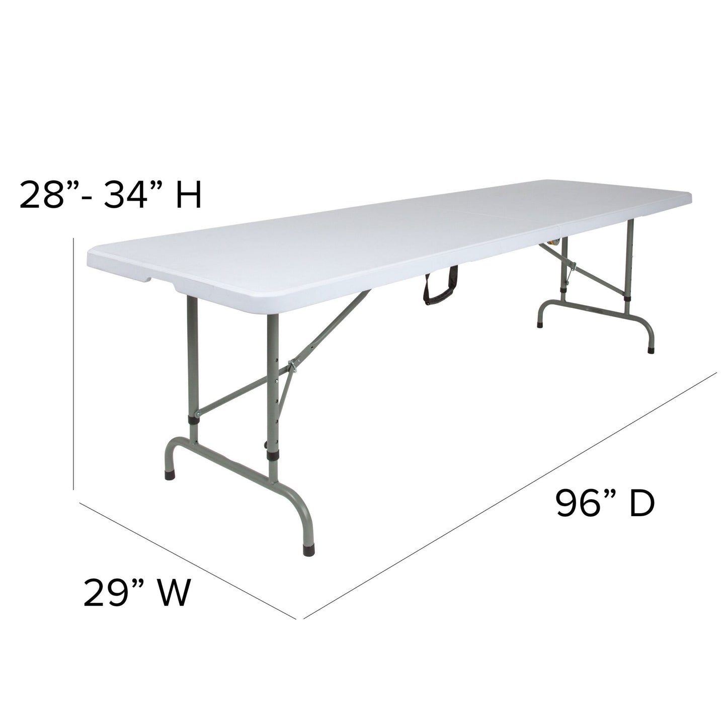 Kathryn 8 - Foot Bi - Fold Rectangular Plastic Folding Table for Banquet and Event with Carrying Handle, Height Adjustable - Granite White by Flash Furniture - SchoolOutlet