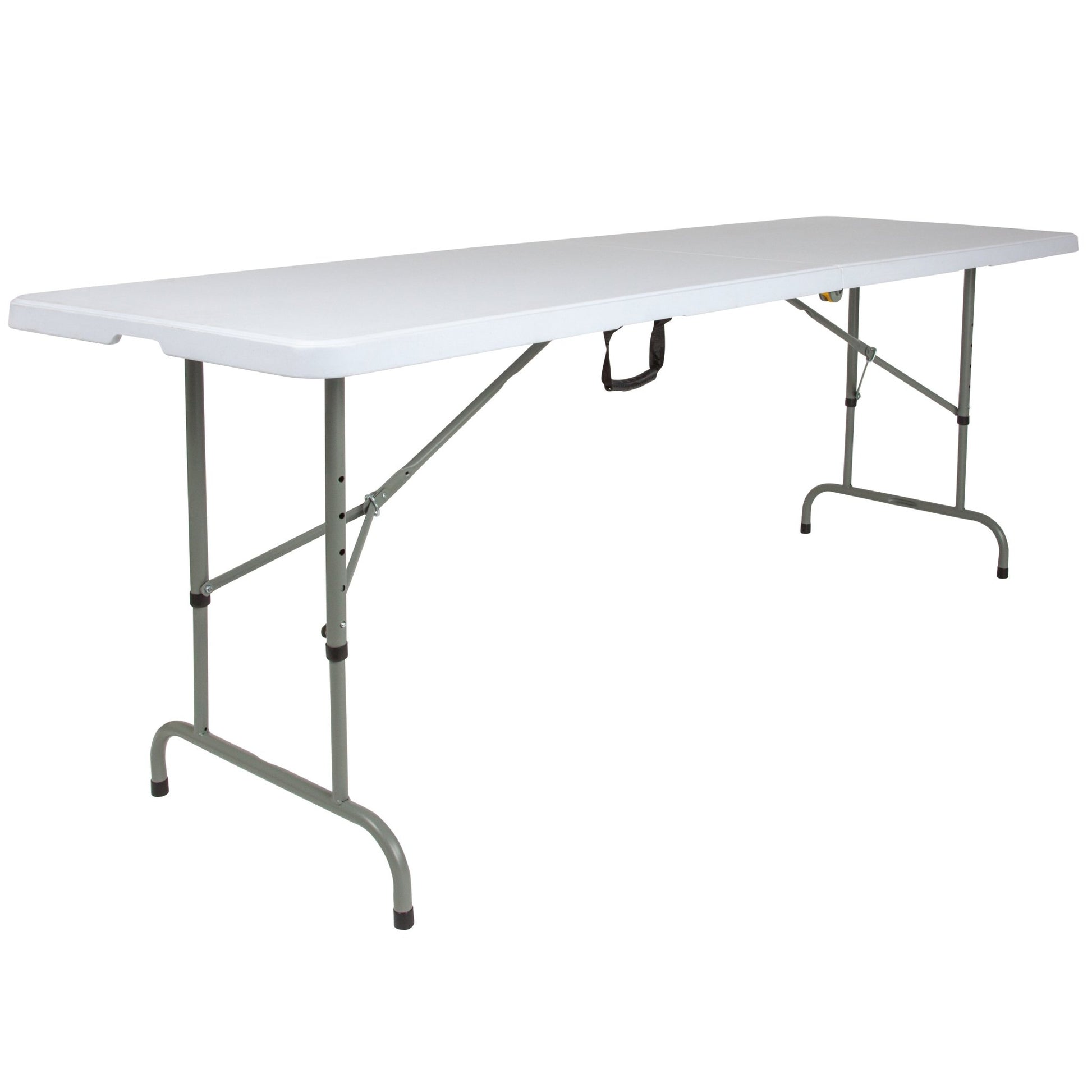 Kathryn 8 - Foot Bi - Fold Rectangular Plastic Folding Table for Banquet and Event with Carrying Handle, Height Adjustable - Granite White by Flash Furniture - SchoolOutlet