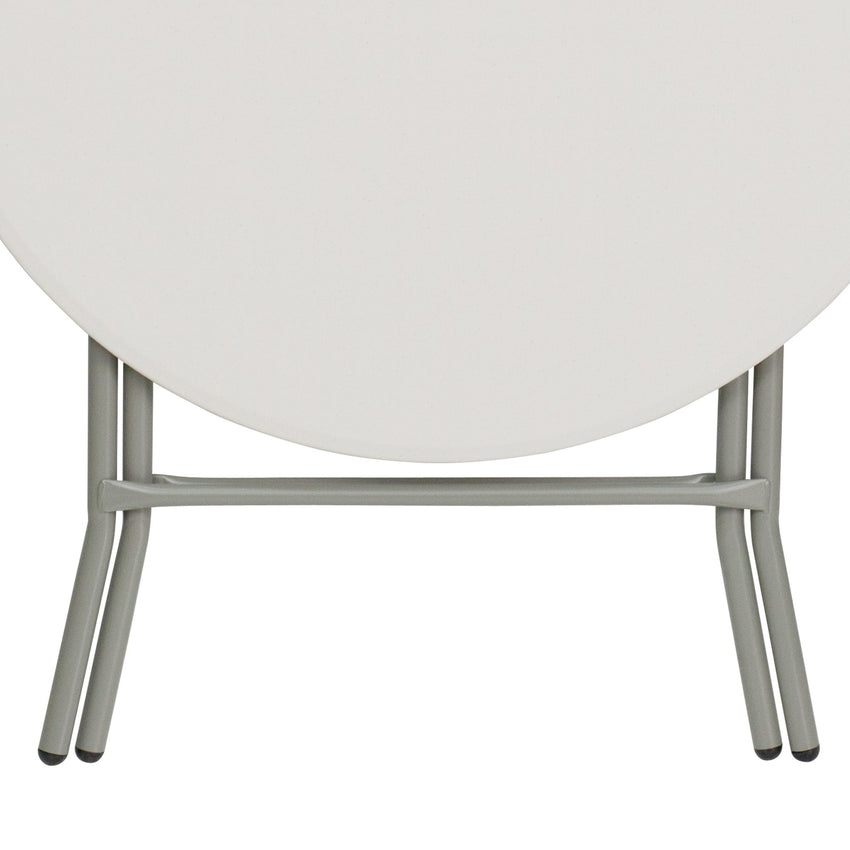 Kathryn 2.63 - Foot Round Plastic Folding Table - Granite White by Flash Furniture - SchoolOutlet