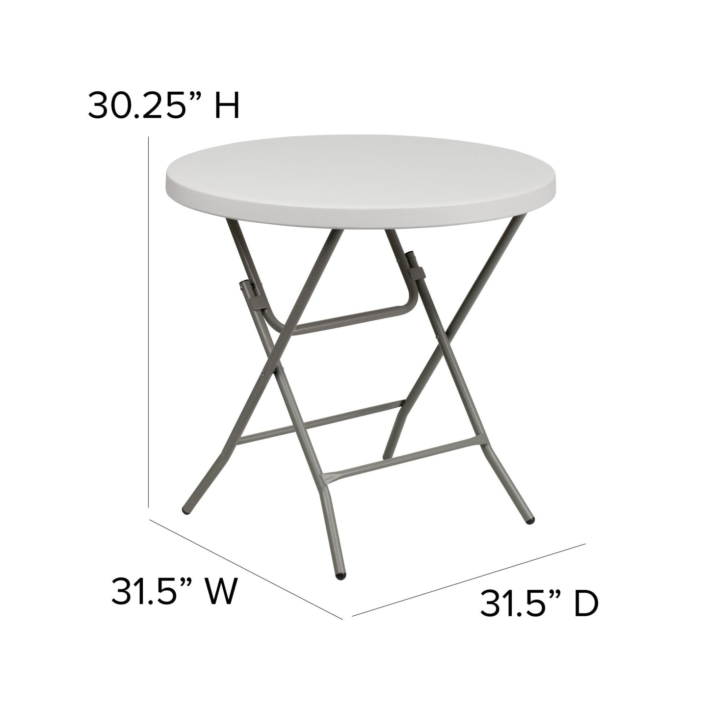 Kathryn 2.63 - Foot Round Plastic Folding Table - Granite White by Flash Furniture - SchoolOutlet