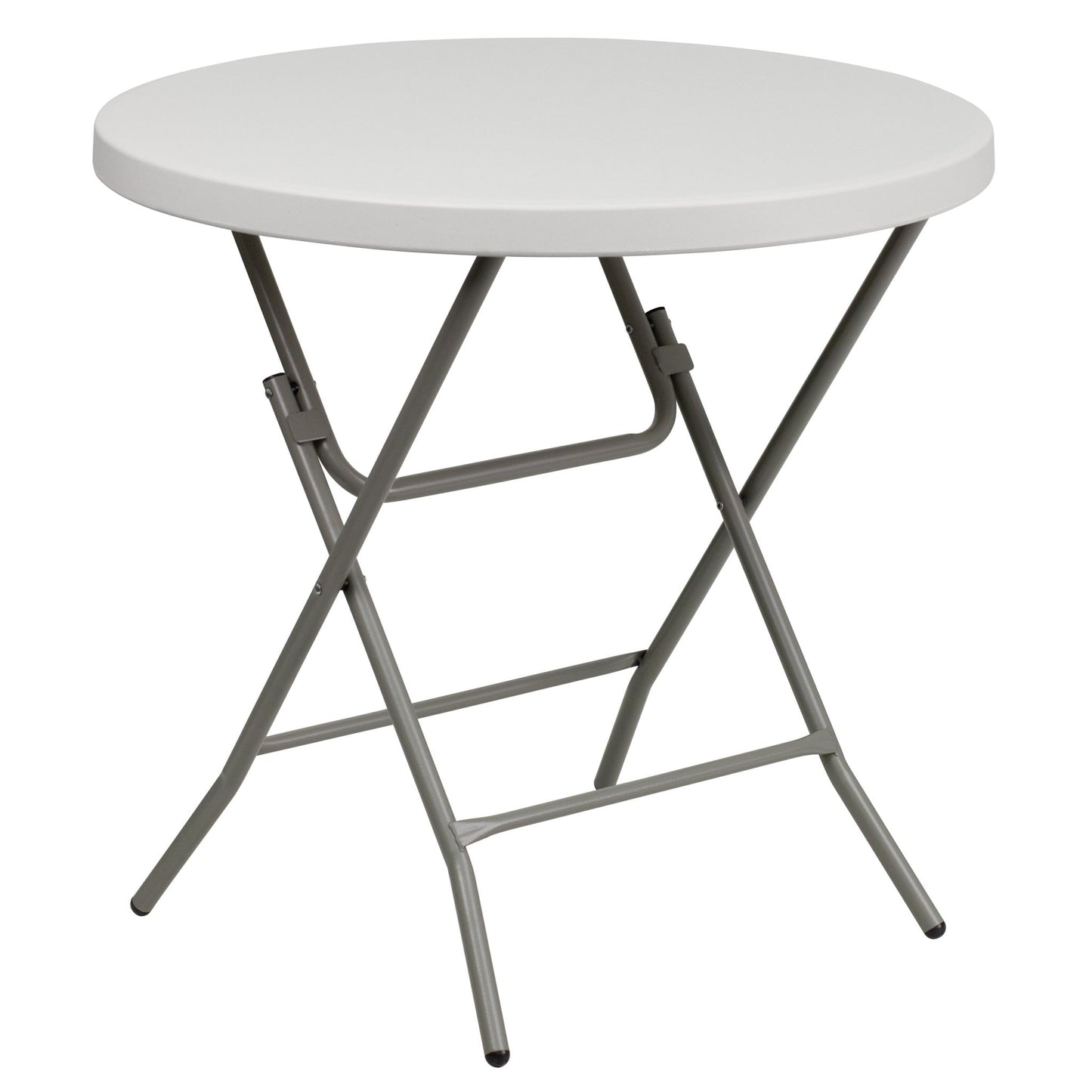 Kathryn 2.63 - Foot Round Plastic Folding Table - Granite White by Flash Furniture - SchoolOutlet