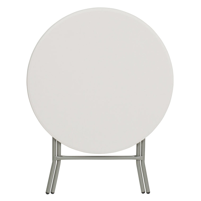 Kathryn 2.63 - Foot Round Plastic Folding Table - Granite White by Flash Furniture - SchoolOutlet