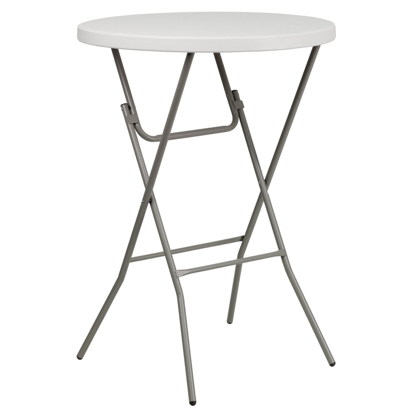 Kathryn 2.63 - Foot Round Plastic Bar Height Folding Table - Granite White by Flash Furniture - SchoolOutlet