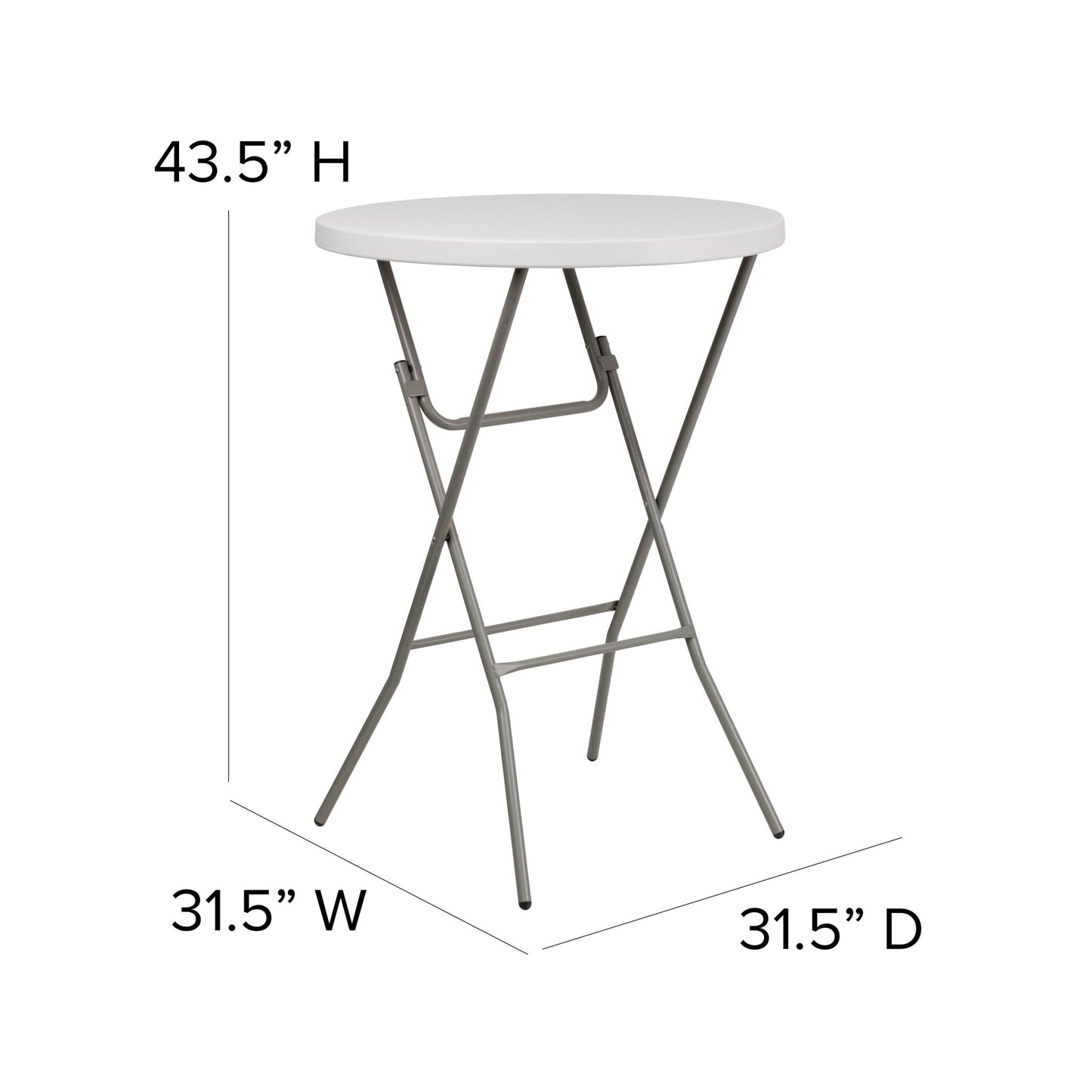 Kathryn 2.63 - Foot Round Plastic Bar Height Folding Table - Granite White by Flash Furniture - SchoolOutlet