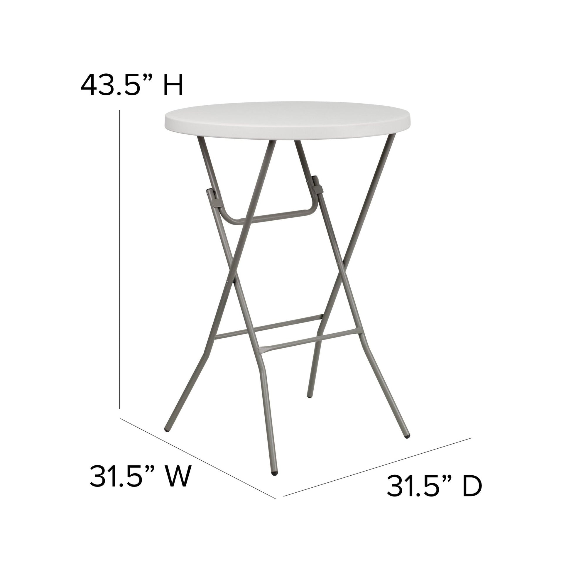 Kathryn 2.63 - Foot Round Plastic Bar Height Folding Table - Granite White by Flash Furniture - SchoolOutlet