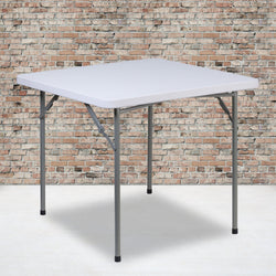 Kathryn 2.81-Foot Square Plastic Folding Table - Granite White by Flash Furniture