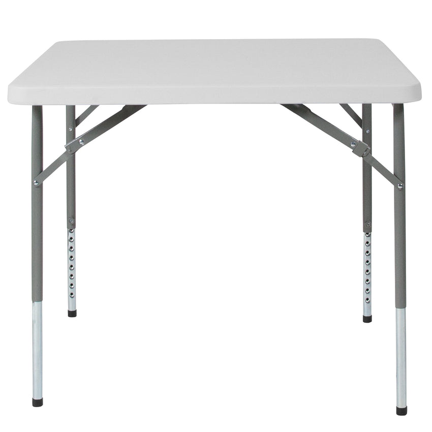 Kathryn 2.79 - Foot Square Plastic Folding Table with Adjustable Height - Granite White by Flash Furniture - SchoolOutlet