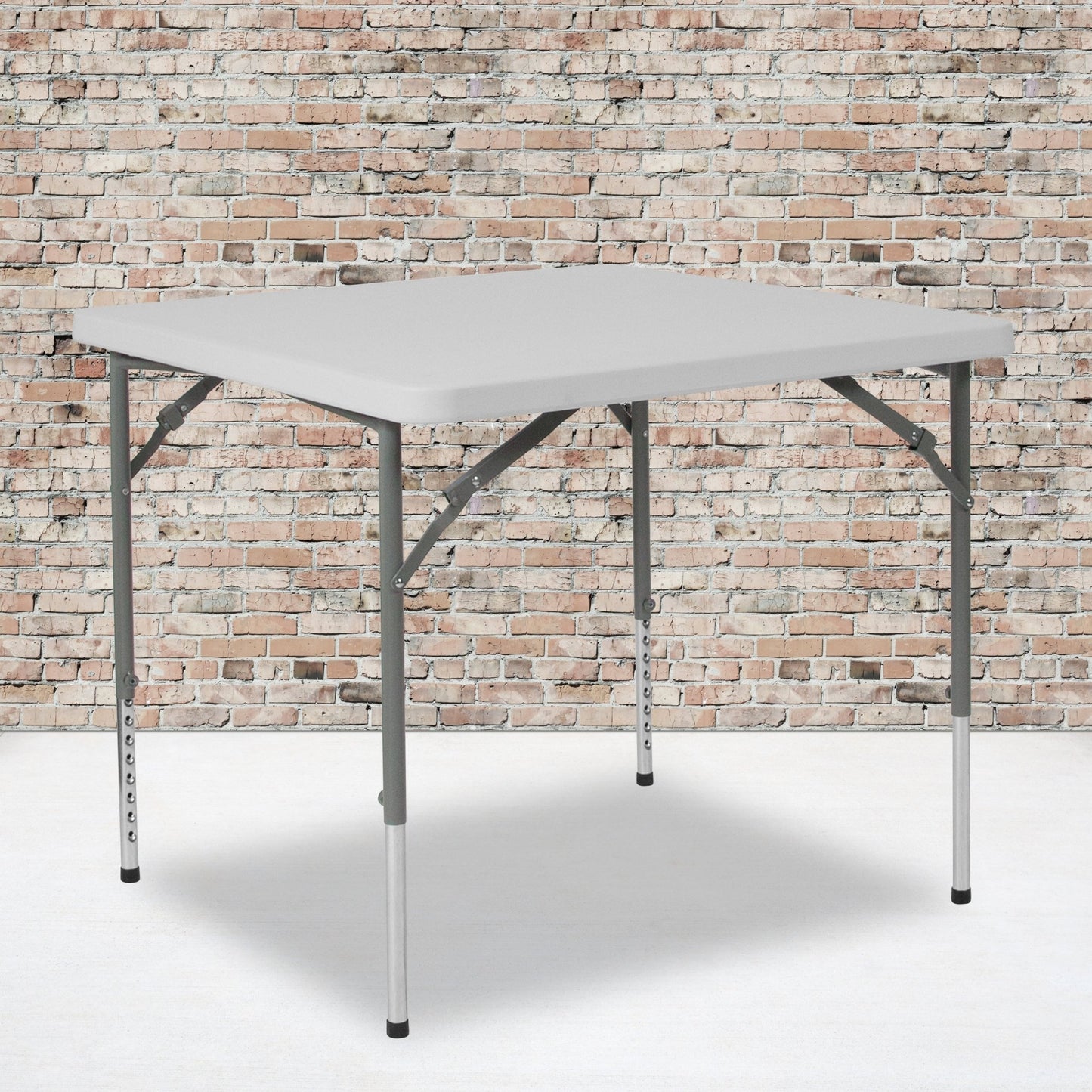 Kathryn 2.79 - Foot Square Plastic Folding Table with Adjustable Height - Granite White by Flash Furniture - SchoolOutlet