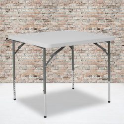 Kathryn 2.79-Foot Square Plastic Folding Table with Adjustable Height - Granite White by Flash Furniture