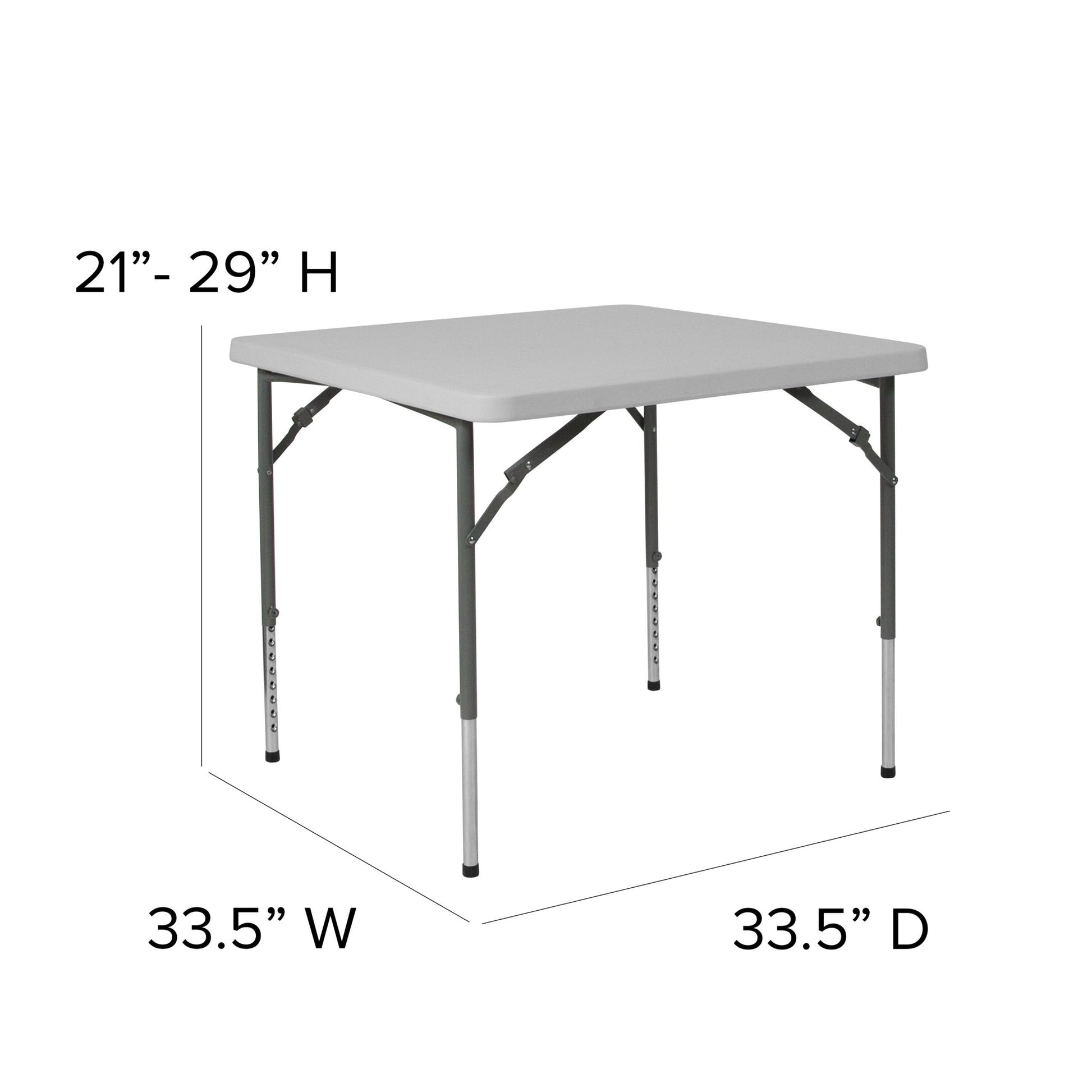 Kathryn 2.79 - Foot Square Plastic Folding Table with Adjustable Height - Granite White by Flash Furniture - SchoolOutlet