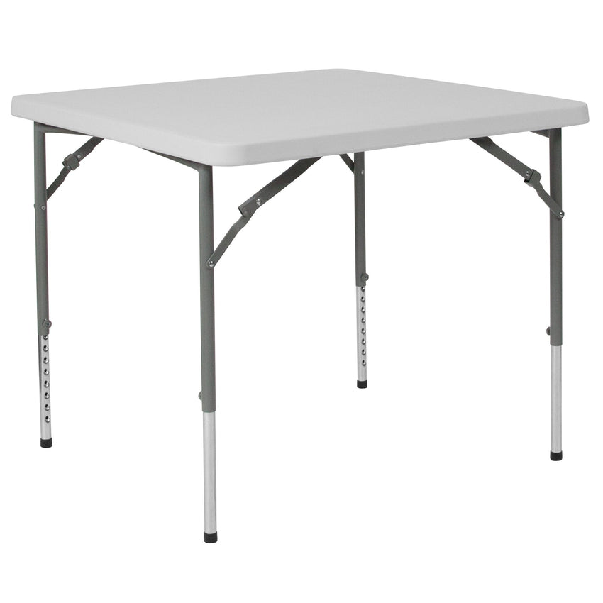 Kathryn 2.79 - Foot Square Plastic Folding Table with Adjustable Height - Granite White by Flash Furniture - SchoolOutlet