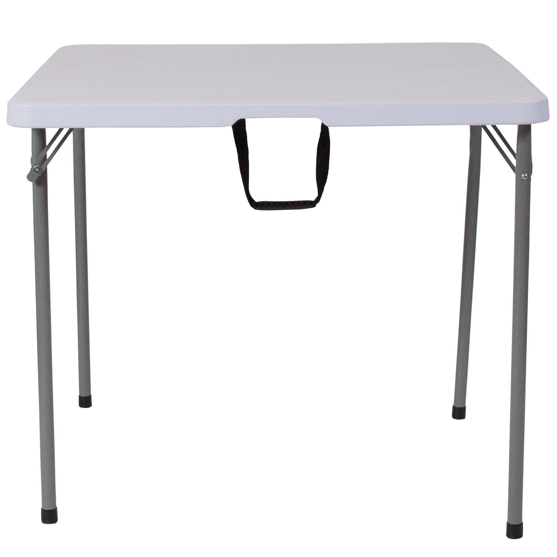 Kathryn 2.79 - Foot Bi - Fold Square Plastic Folding Table with Carrying Handle - Granite White by Flash Furniture - SchoolOutlet