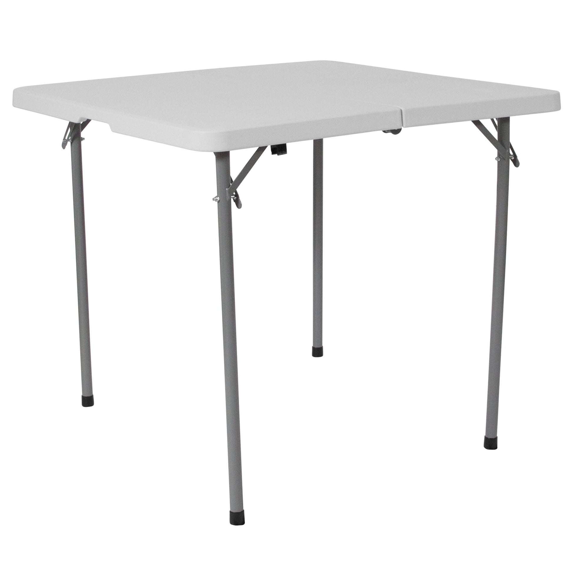 Kathryn 2.79 - Foot Bi - Fold Square Plastic Folding Table with Carrying Handle - Granite White by Flash Furniture - SchoolOutlet