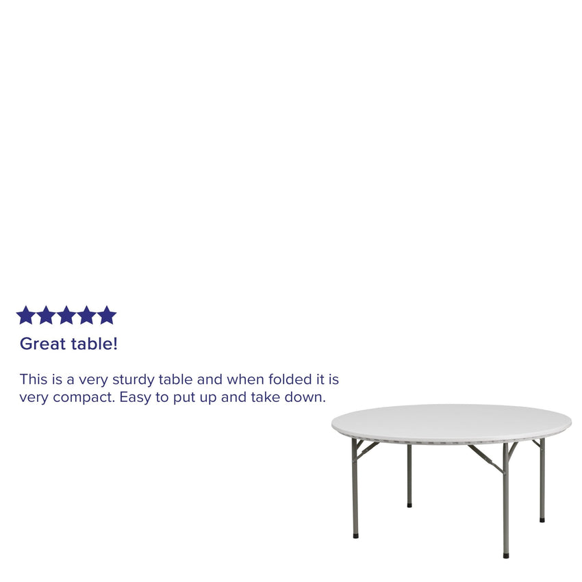 Kathryn 5 - Foot Round Plastic Folding Table - Granite White by Flash Furniture - SchoolOutlet