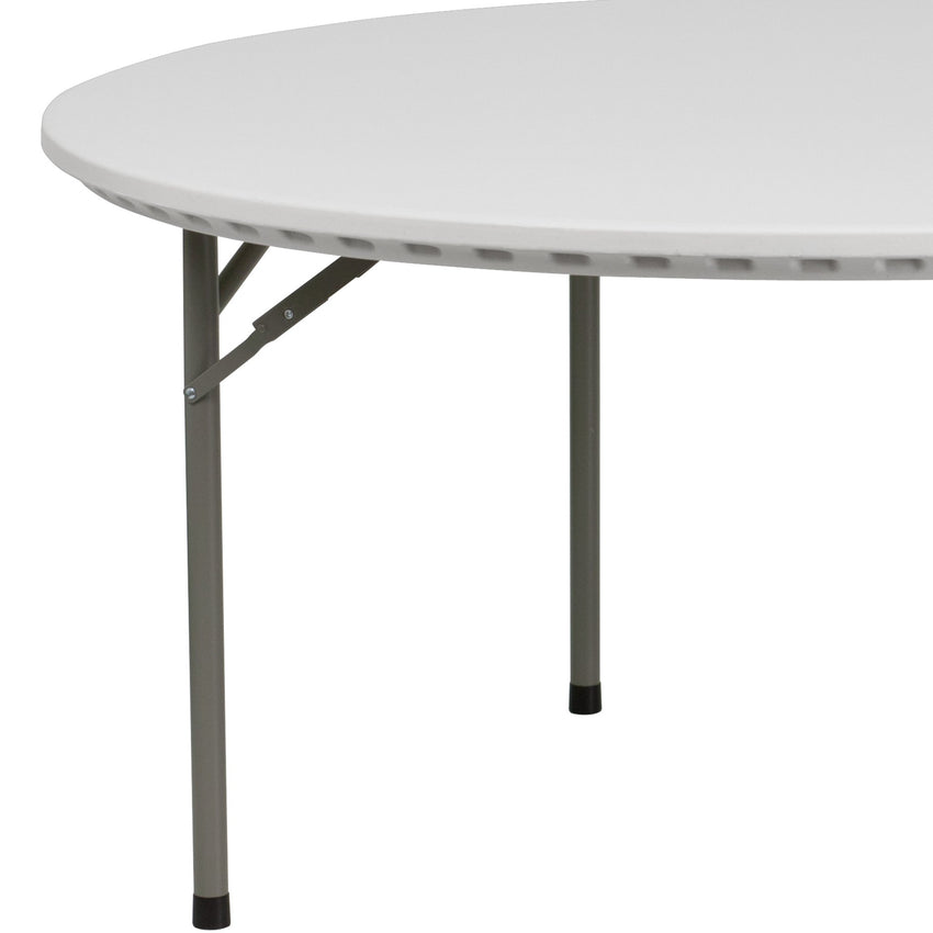 Kathryn 5 - Foot Round Plastic Folding Table - Granite White by Flash Furniture - SchoolOutlet