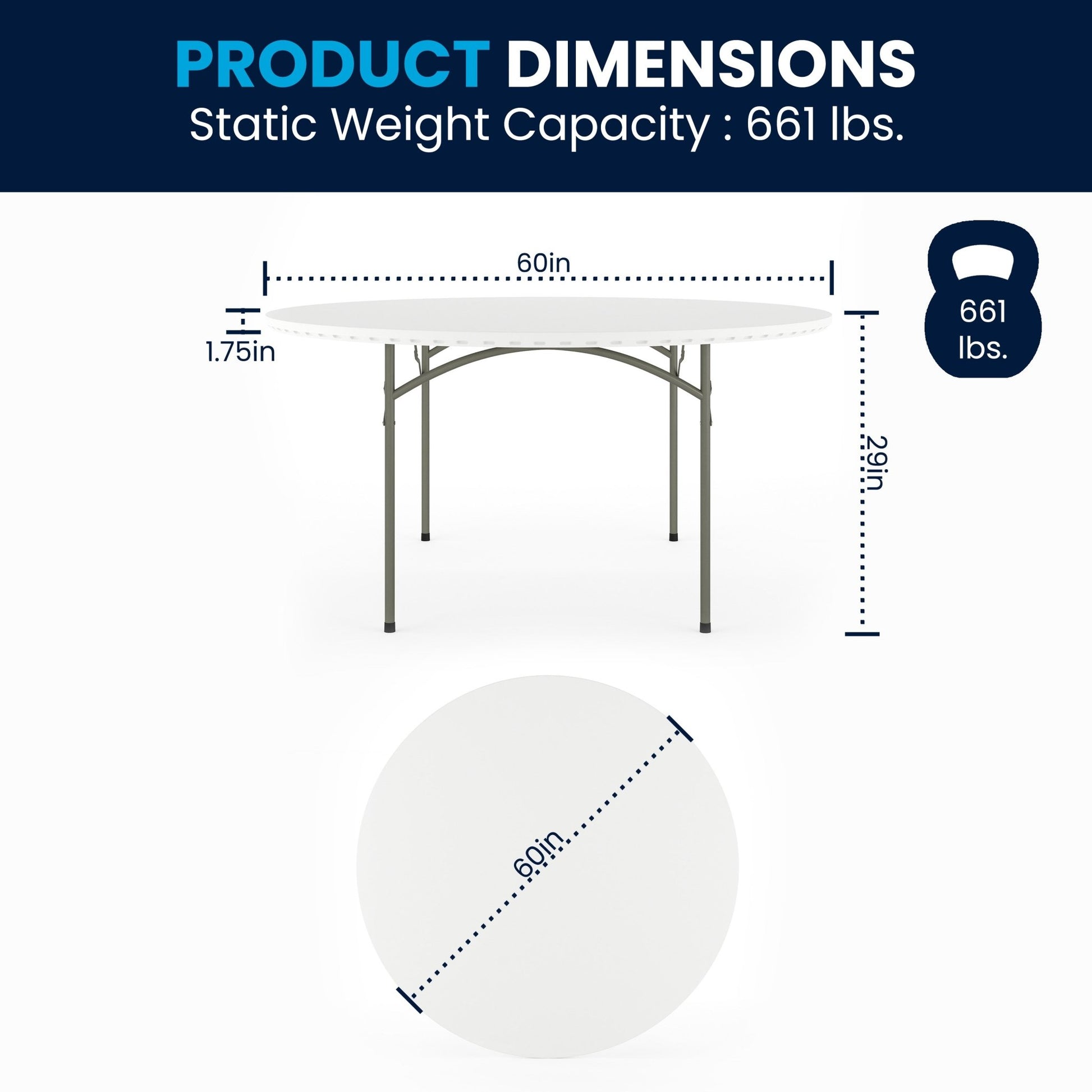 Kathryn 5 - Foot Round Plastic Folding Table - Granite White by Flash Furniture - SchoolOutlet