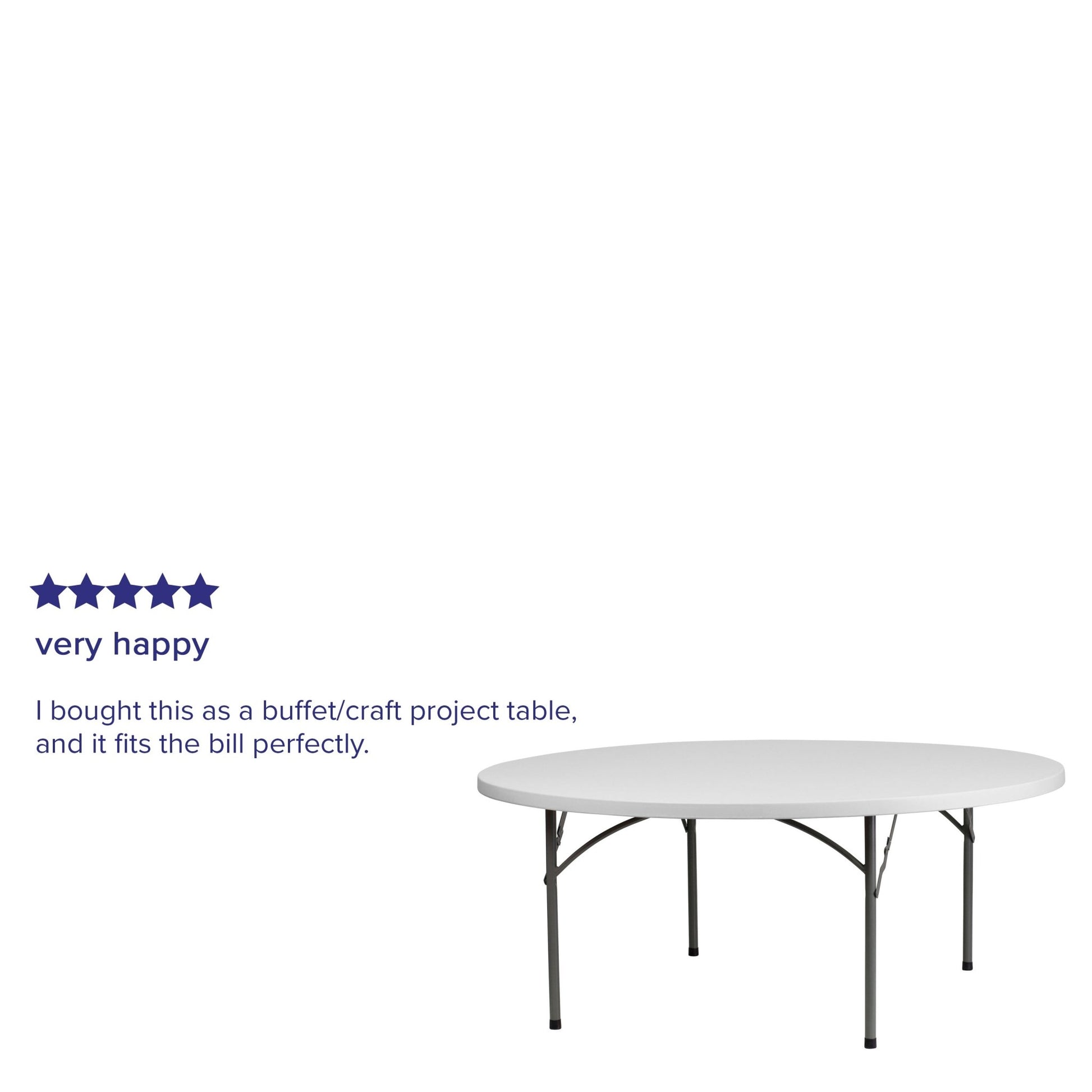 Kathryn 6 - Foot Round Plastic Folding Table - Granite White by Flash Furniture - SchoolOutlet