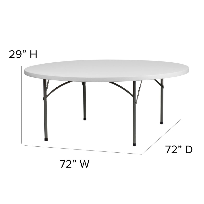 Kathryn 6 - Foot Round Plastic Folding Table - Granite White by Flash Furniture - SchoolOutlet