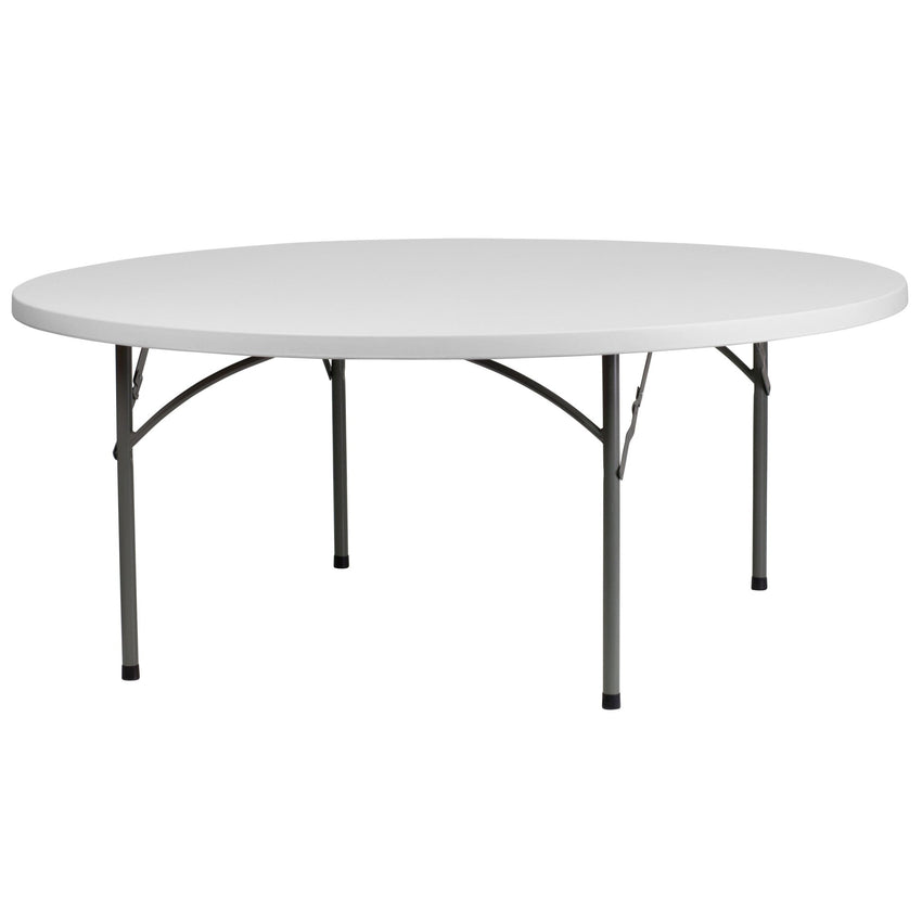 Kathryn 6 - Foot Round Plastic Folding Table - Granite White by Flash Furniture - SchoolOutlet