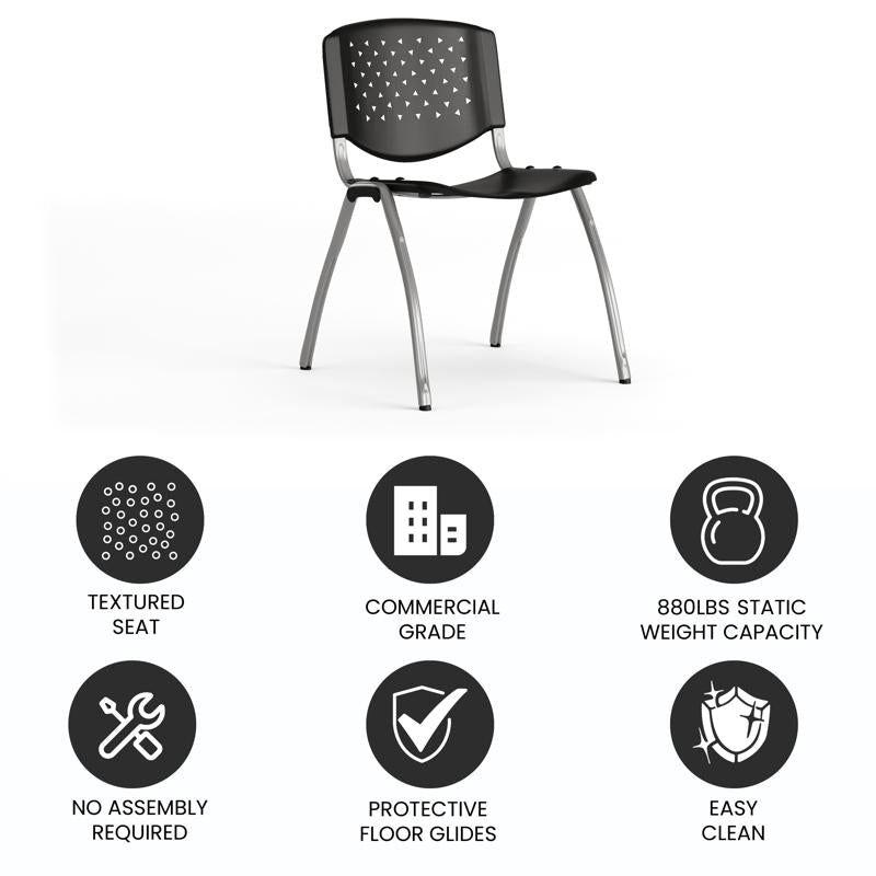 HERCULES Series Plastic Stack Chair with Titanium Gray Powder Coated Frame - 880 lb. Capacity by Flash Furniture - SchoolOutlet