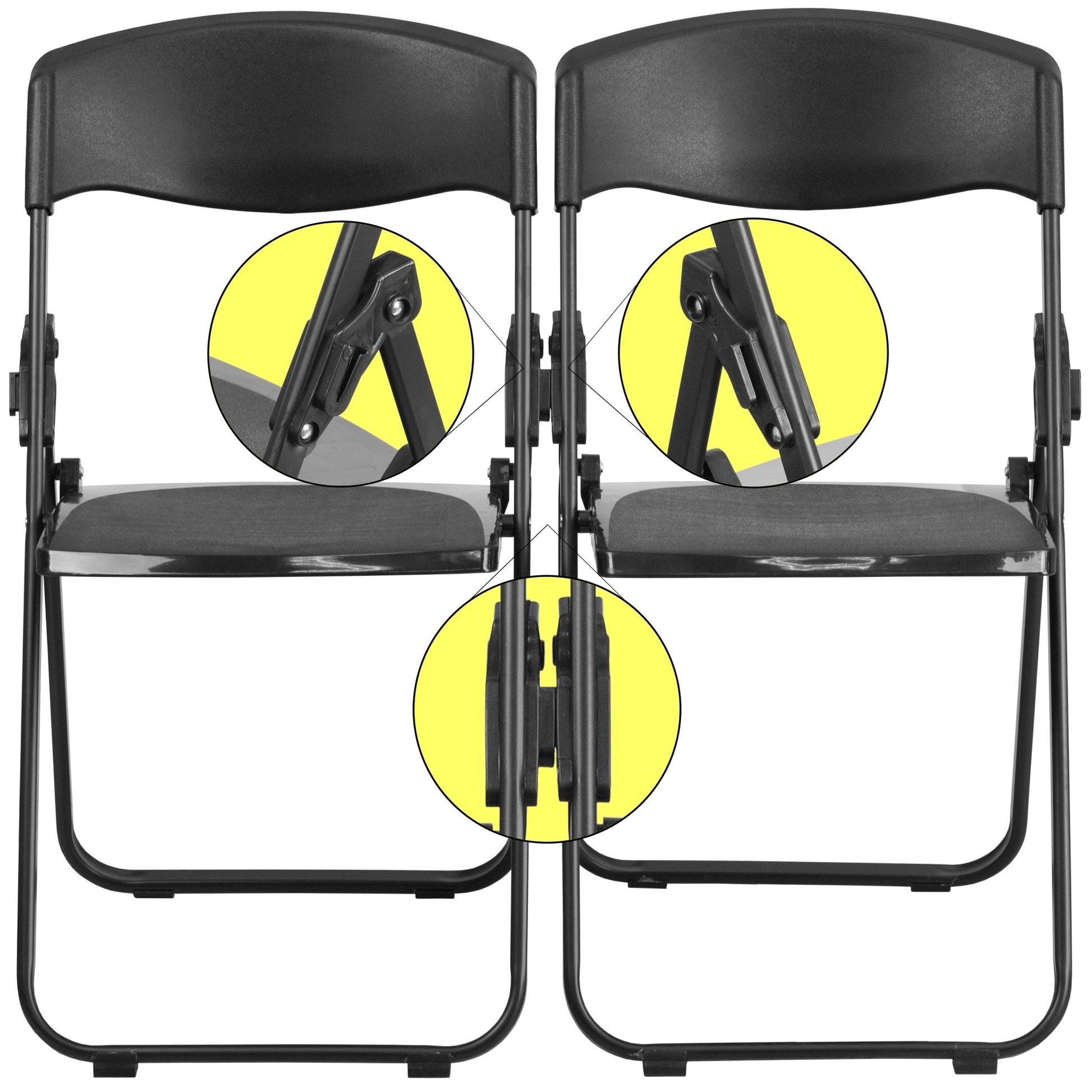 HERCULES Series Black Plastic Folding Chair with Built - in Ganging Brackets, Heavy Duty 500 lb. Capacity by Flash Furniture - SchoolOutlet