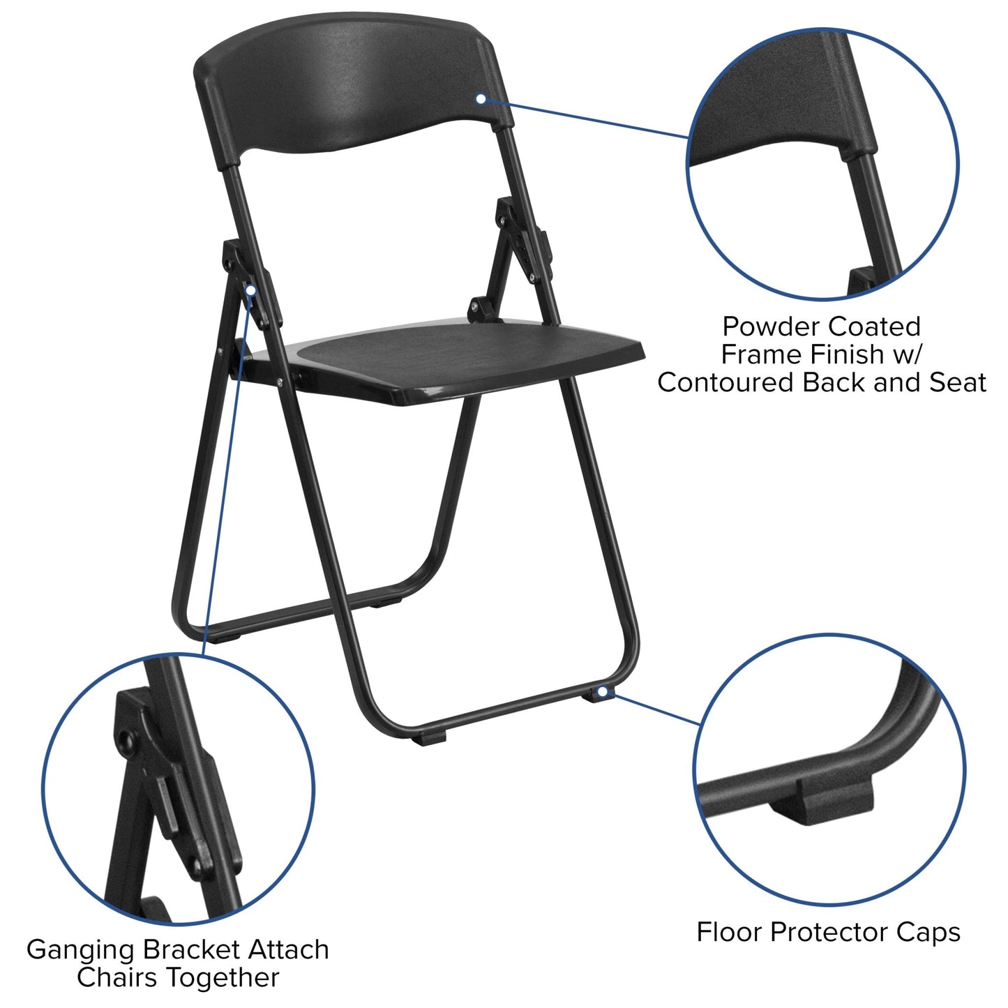 HERCULES Series Black Plastic Folding Chair with Built - in Ganging Brackets, Heavy Duty 500 lb. Capacity by Flash Furniture - SchoolOutlet