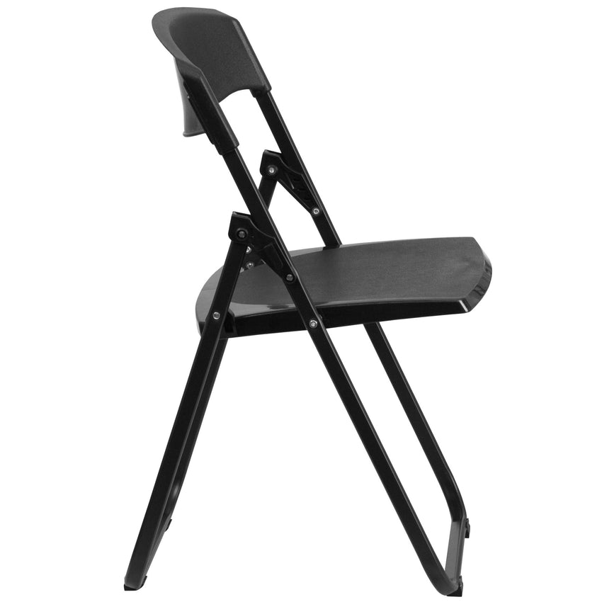 HERCULES Series Black Plastic Folding Chair with Built - in Ganging Brackets, Heavy Duty 500 lb. Capacity by Flash Furniture - SchoolOutlet