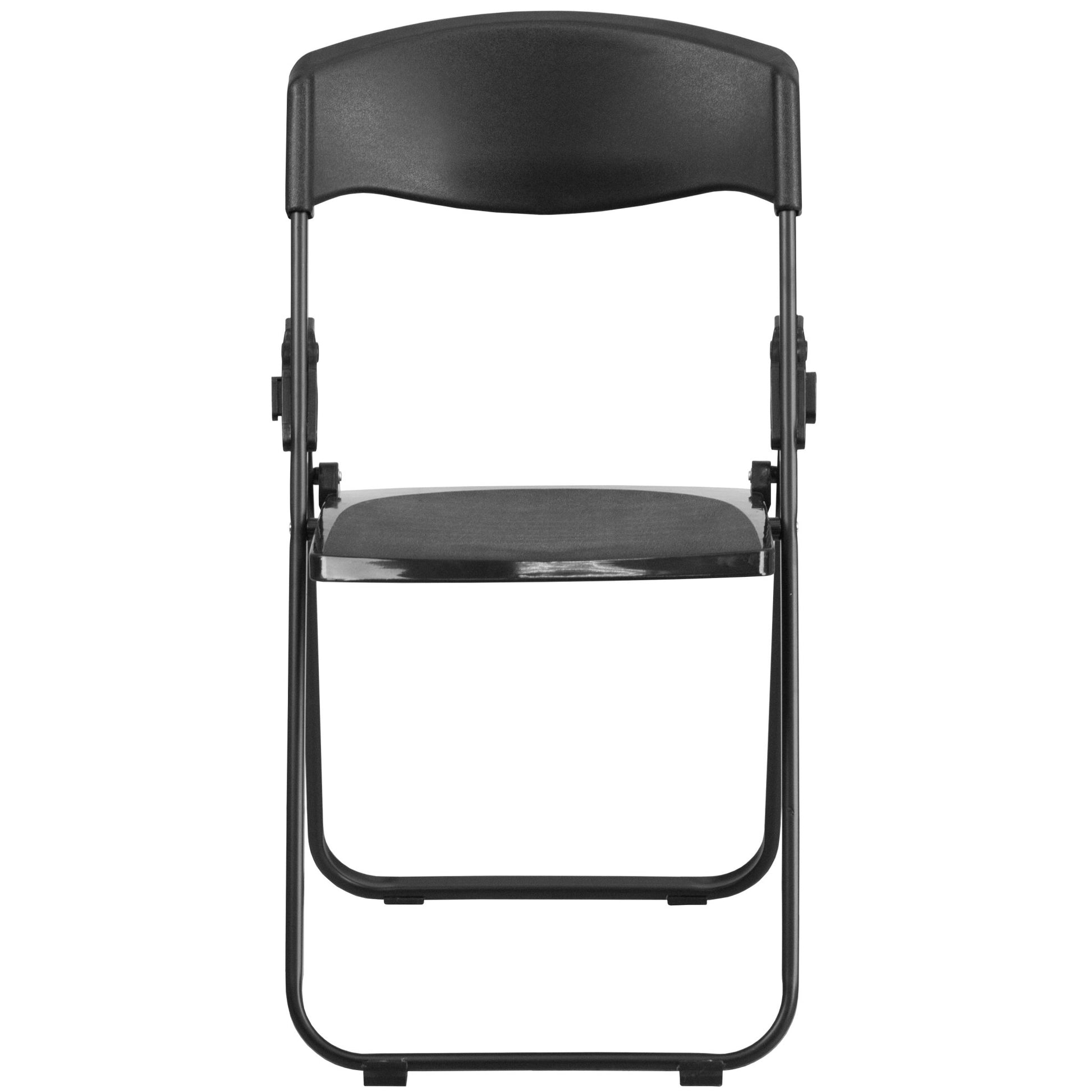 HERCULES Series Black Plastic Folding Chair with Built - in Ganging Brackets, Heavy Duty 500 lb. Capacity by Flash Furniture - SchoolOutlet