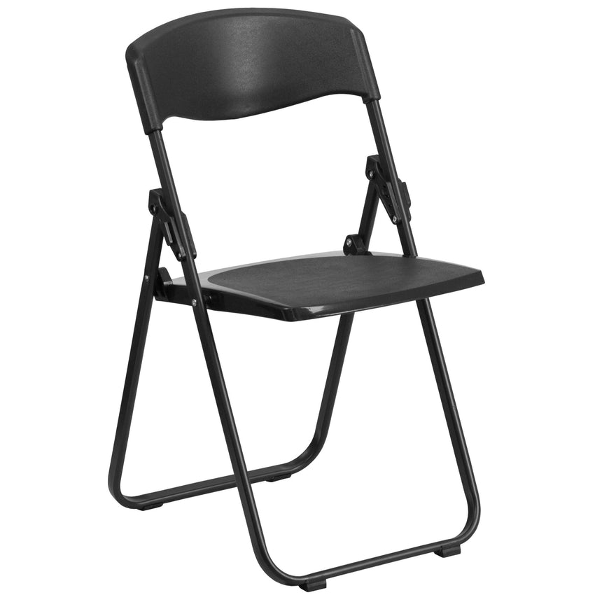 HERCULES Series Black Plastic Folding Chair with Built - in Ganging Brackets, Heavy Duty 500 lb. Capacity by Flash Furniture - SchoolOutlet