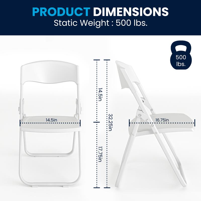 Flash Furniture HERCULES Series 500 lb. Capacity Heavy Duty White Plastic Folding Chair with Built-in Ganging Brackets (FLA-RUT-I-WHITE-GG) - SchoolOutlet