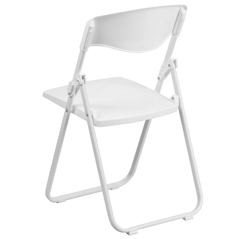 Flash Furniture HERCULES Series 500 lb. Capacity Heavy Duty White Plastic Folding Chair with Built-in Ganging Brackets (FLA-RUT-I-WHITE-GG) - SchoolOutlet
