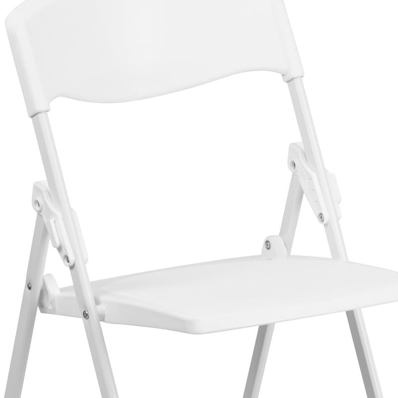 Flash Furniture HERCULES Series 500 lb. Capacity Heavy Duty White Plastic Folding Chair with Built-in Ganging Brackets (FLA-RUT-I-WHITE-GG) - SchoolOutlet