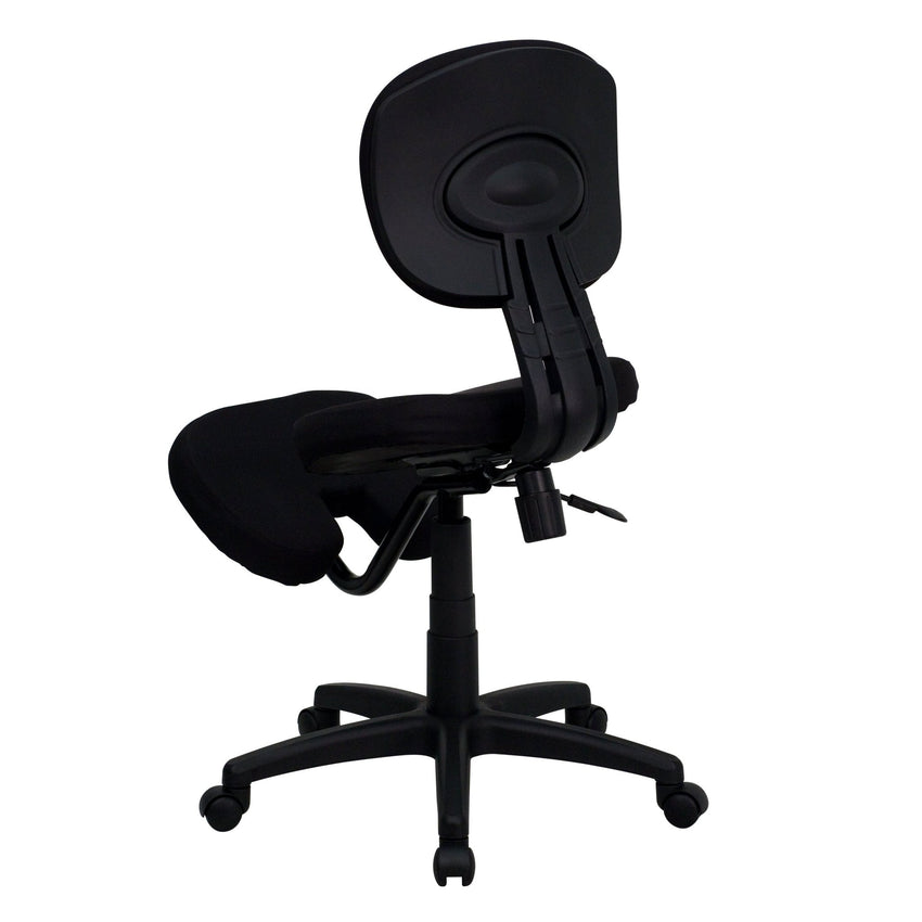 Tatum Mobile Ergonomic Kneeling Posture Task Office Chair with Back in Black Fabric by Flash Furniture - SchoolOutlet