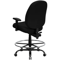 HERCULES Series Big & Tall Black Fabric Ergonomic Drafting Chair with Adjustable Back Height and Arms - 400 lb. Rated by Flash Furniture