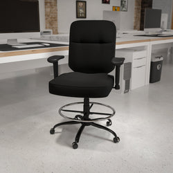 HERCULES Series Big & Tall Black Fabric Ergonomic Drafting Chair - 400 lb. Rated by Flash Furniture