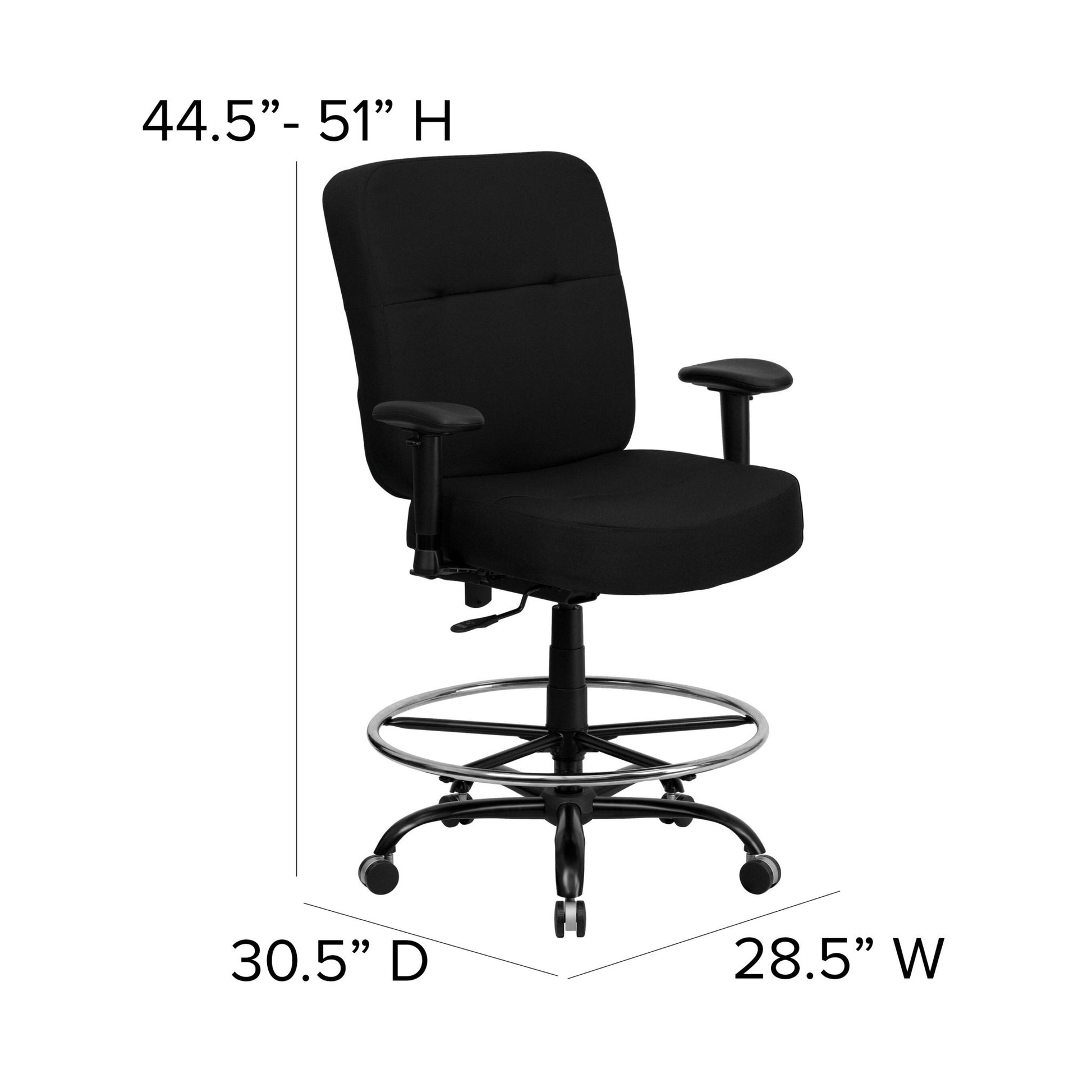 HERCULES Series Big & Tall Black Fabric Ergonomic Drafting Chair - 400 lb. Rated by Flash Furniture - SchoolOutlet